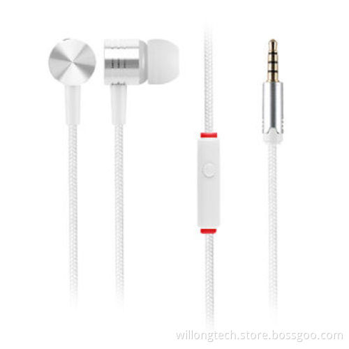 Metal parts with stereo, colors, mic, deep bass of metal earphone